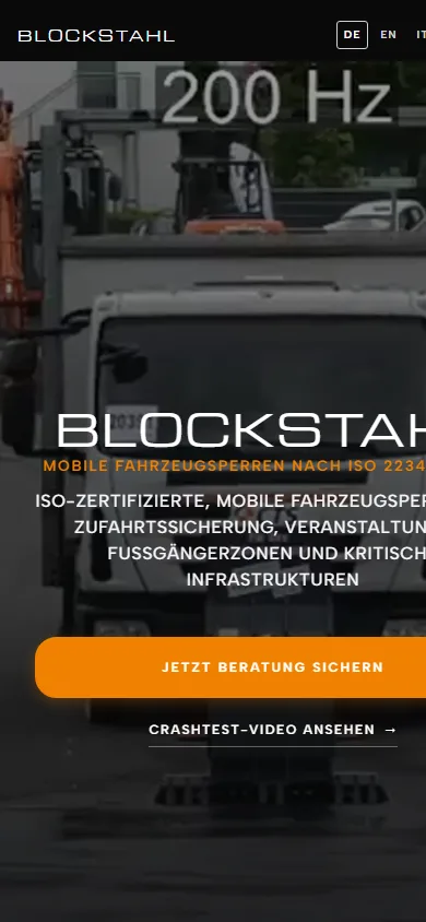 Startseite blockstahl.com auf dem Smartphone